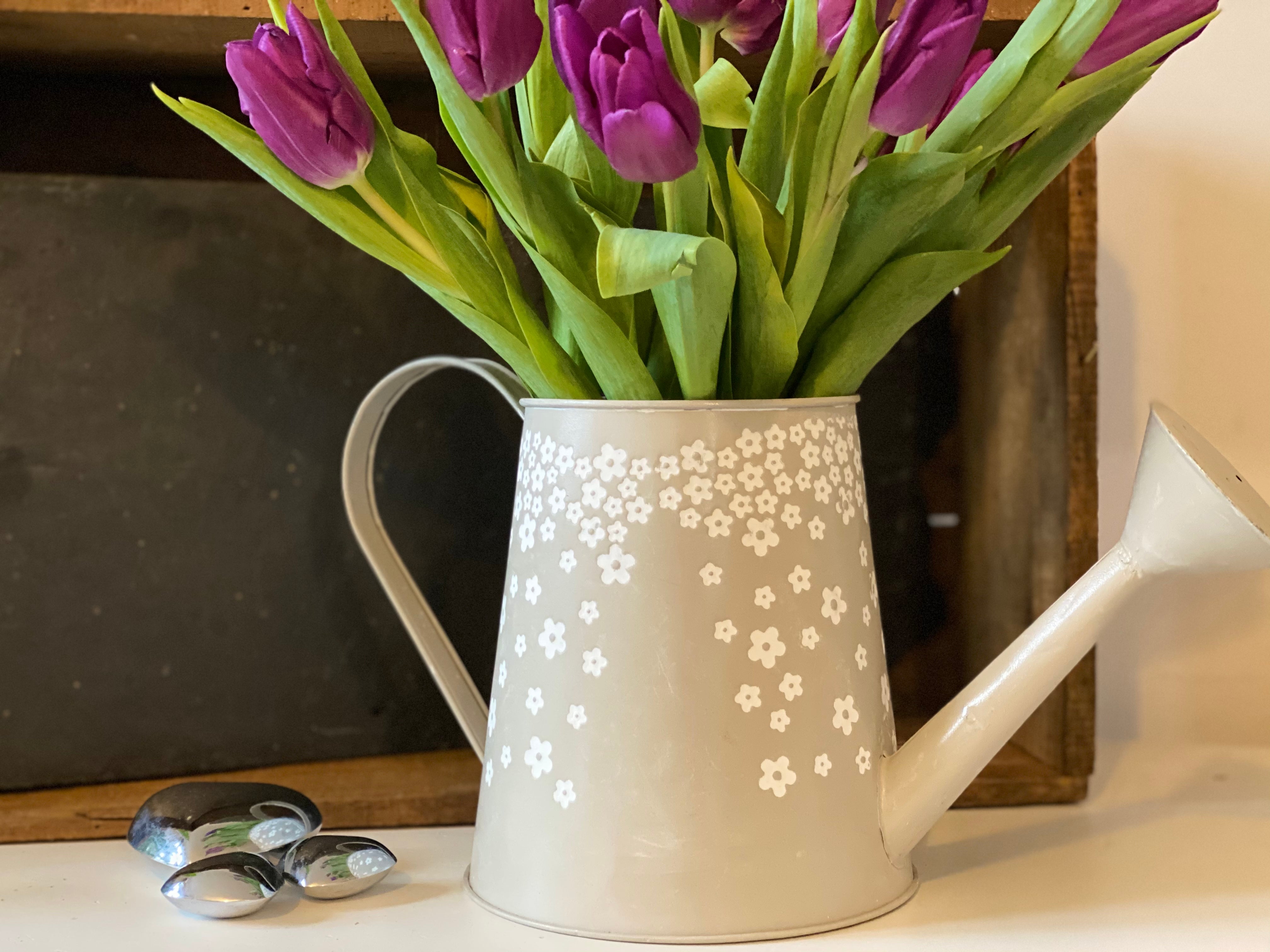 Floral Grey Watering Can
