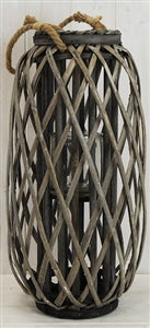 Large Split Wicker Lantern With Rope Handle 50cm