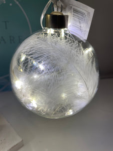 LED FEATHER BAUBLE, 10CM