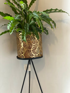 Gold Leaf Plant Pot With Stand Large